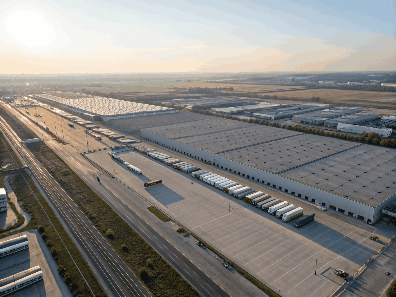 Aerial view of logistics terminal hub