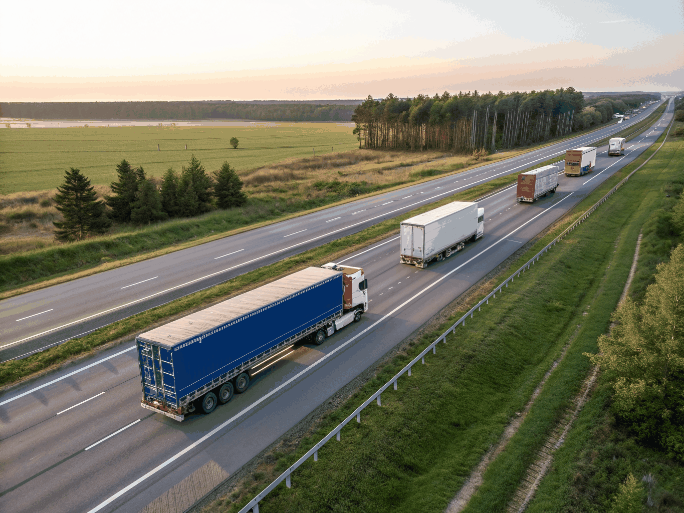 Transport fleet on highway